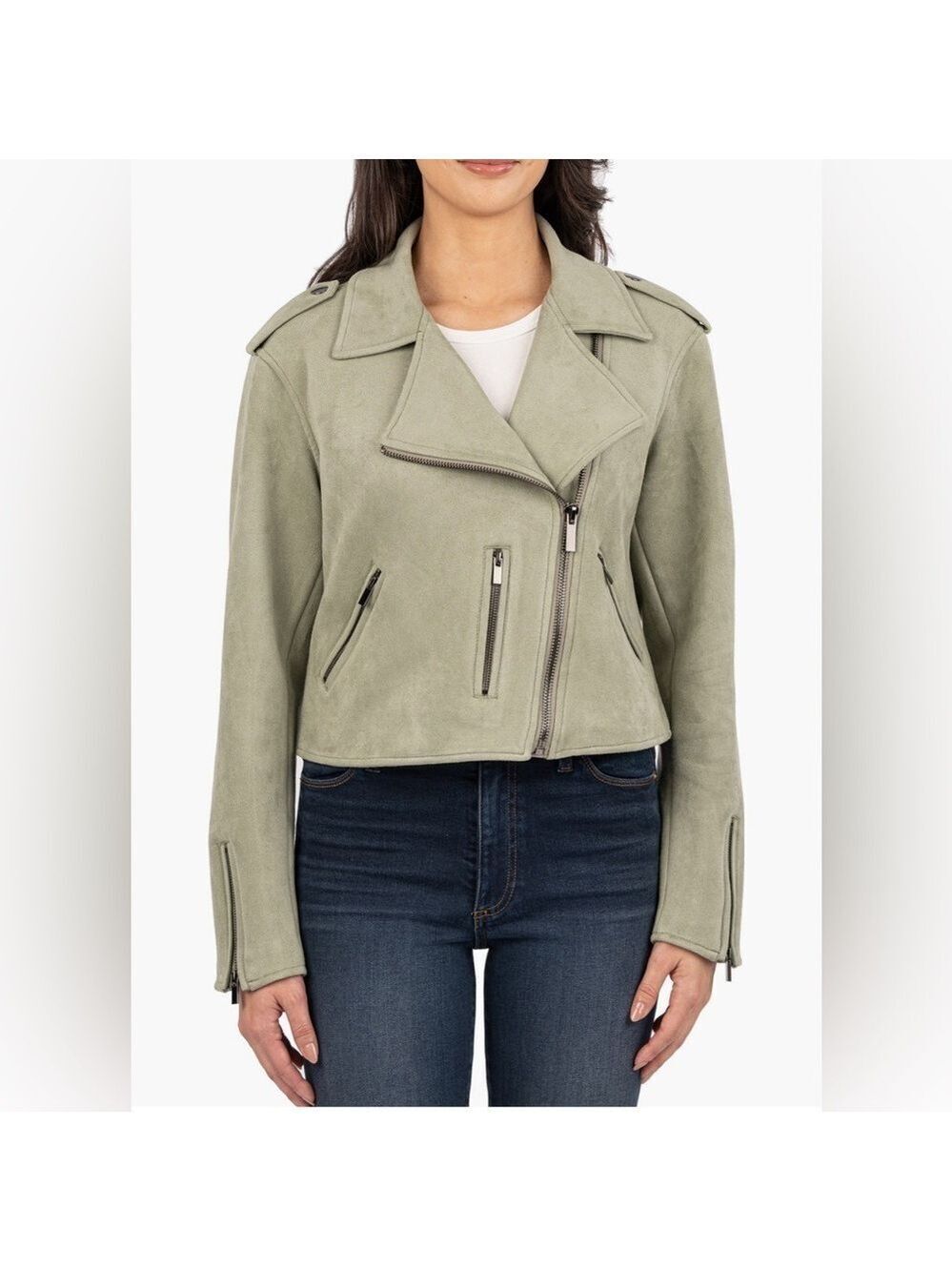 KUT from the Kloth-Jackie Moto Jacket-size Medium-Celery-NWT-retails $129 - Picture 10 of 10